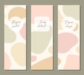 Set of beautiful feminine vertical banner template with minimal abstract organic shapes composition Royalty Free Stock Photo