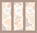 Set of beautiful feminine vertical banner template with minimal abstract organic shapes composition Royalty Free Stock Photo