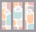 Set of beautiful feminine vertical banner template with minimal abstract organic shapes composition Royalty Free Stock Photo