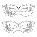 Set of beautiful festival masks for celebrating Halloween, New year, Brazilian or Venetian carnival, Mardi Gras or a party. Royalty Free Stock Photo