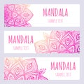 Set of beautiful floral banners. Vector Mandala Royalty Free Stock Photo
