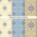 Set of beautiful floral patterns with floral and botanical elements