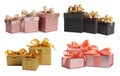 Set with beautiful gift boxes on white background Royalty Free Stock Photo