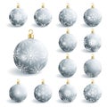 Set of beautiful grey christmas balls