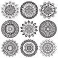 A set of beautiful mandalas and lace circles Royalty Free Stock Photo