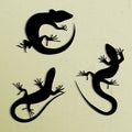 Set of Beautiful monochrome lizard Royalty Free Stock Photo