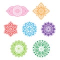 Set of beautiful ornamental chakras. Vector illustration decorative background design