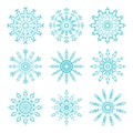 Set of beautiful ornate lacy snowflakes. Vector illustration.