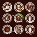 Set beautiful realistic badges of coffee