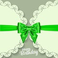 Set of beautiful retro cards with colorful gift bows with ribbons. Vector illustration. Royalty Free Stock Photo