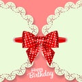 Set of beautiful retro cards with colorful gift bows with ribbons. Vector illustration. Royalty Free Stock Photo