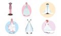 Set of beautiful stylish bride dresses vector illustration Royalty Free Stock Photo
