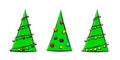 Set of beautiful stylized vector Christmas trees with xmas decoration Royalty Free Stock Photo