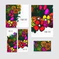 Set of beautiful vector cards with colorful floral background for design project