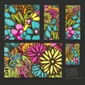 Set of beautiful vector cards with floral background