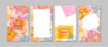 Set of beautiful vertical easter patterns for social networks. Colorful easter cards with eggs and place for text