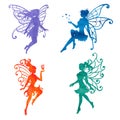 Set of beautiful watercolor fairy.