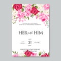 Beautiful wedding invitation card template with floral leaves