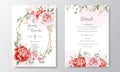 Beautiful wedding invitation card template with floral leaves Royalty Free Stock Photo