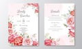 Beautiful wedding invitation card template with floral leaves Royalty Free Stock Photo