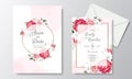 Beautiful wedding invitation card template with floral leaves Royalty Free Stock Photo