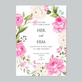 Beautiful wedding invitation card template with floral leaves