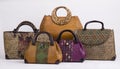 Set of beautiful wicker women handbags