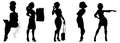 Vector illustration silhouettes of business girls on white background