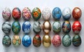 Set of beautifully decorated Easter eggs