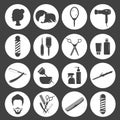 Set of beauty hair salon or barbershop accessories icons