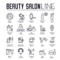 Set of beauty and spa salon thin line icons, pictograms.