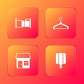 Set Bed, Hanger wardrobe, House and Cutting board icon. Vector Royalty Free Stock Photo