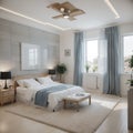 Set of bedroom, kitchen, bathroom and living room interiors,