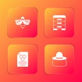 Set Bee, Hive for bees, Honeycomb and Beekeeper with protect hat icon. Vector Royalty Free Stock Photo