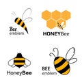 Set bee labels for honey, logo products, vector illustration Royalty Free Stock Photo