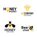 Set bee labels for honey, logo products, vector illustration Royalty Free Stock Photo