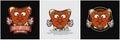 Set Of Beef Steak Mascot Cartoon With Happy Smile Face. For Food, Meat, Barbeque and Beef Logo