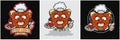 Set Of Beef Steak Mascot Cartoon With Meat In Plate And Happy Face. For Food, Meat, Barbeque and Beef Logo