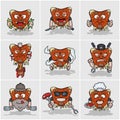 Set Of Beef Steak Mascot Character Cartoon