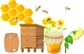 Set of beekebing theme items, hives,