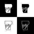 Set Beer belly icon isolated on black and white background. Vector