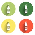 Set Beer bottle icon isolated with long shadow background. Color circle button. Vector Royalty Free Stock Photo