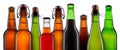 Set of beer bottles isolated