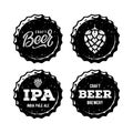 Set Beer Cap White For Beer House. Vector illustration Royalty Free Stock Photo