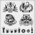 Set of Beer emblems, labels, stickers and design elements. Royalty Free Stock Photo