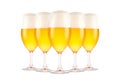 Set of Beer glasses on a white background. Mugs with drink like Ipa, Pale Ale, Pilsner, Porter or Stout Royalty Free Stock Photo