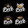 Set of beer hand written lettering logos, labels, badges for beerhouse, brewing company, pub, bar. Royalty Free Stock Photo