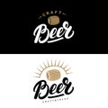 Set of beer hand written lettering logos, labels, badges for beerhouse, brewing company, pub, bar. Royalty Free Stock Photo