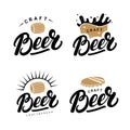 Set of beer hand written lettering logos Royalty Free Stock Photo