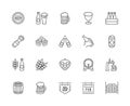 Set of Beer Line Icons. Bottle Cap, Mug, Opener, Wheat Grain, Hop Cone and more. Royalty Free Stock Photo